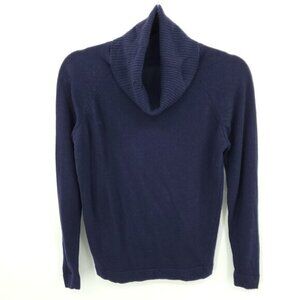 Vintage 100% Cashmere Cowl Neck Sweater S/M Navy Blue